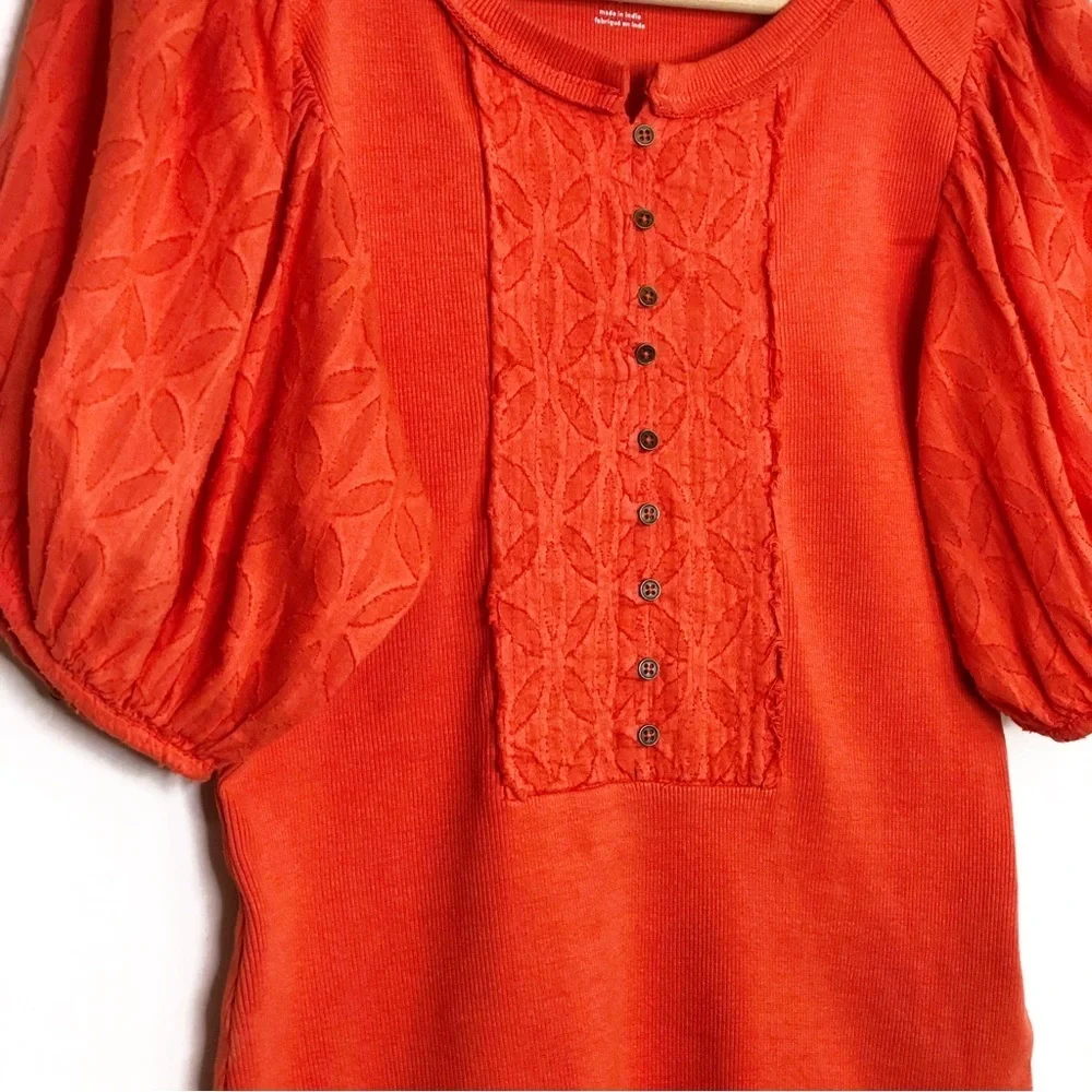 Anthropologie Pilcro Bella Henley Orange top - Picture 5 of 14
